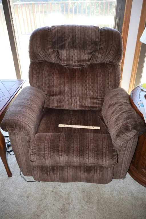 Brown Textured Fabric Power Lift Recliner