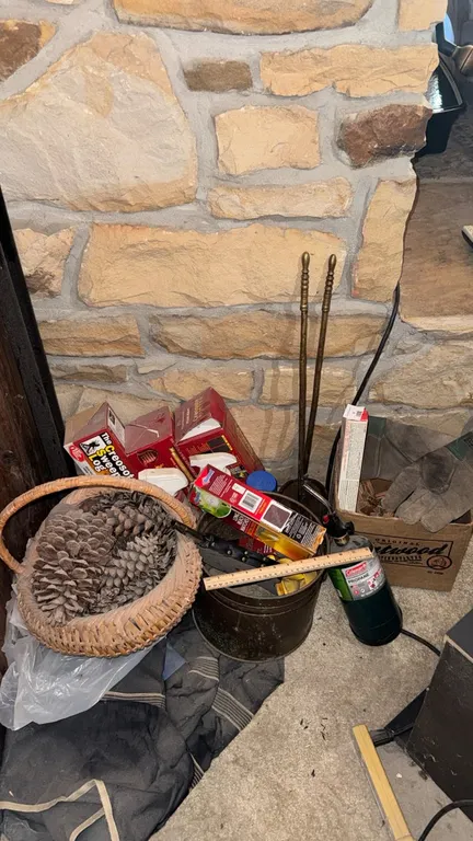 Assorted Fireplace and Hearth Supplies and Tools