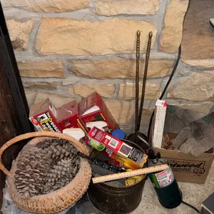 Assorted Fireplace and Hearth Supplies and Tools