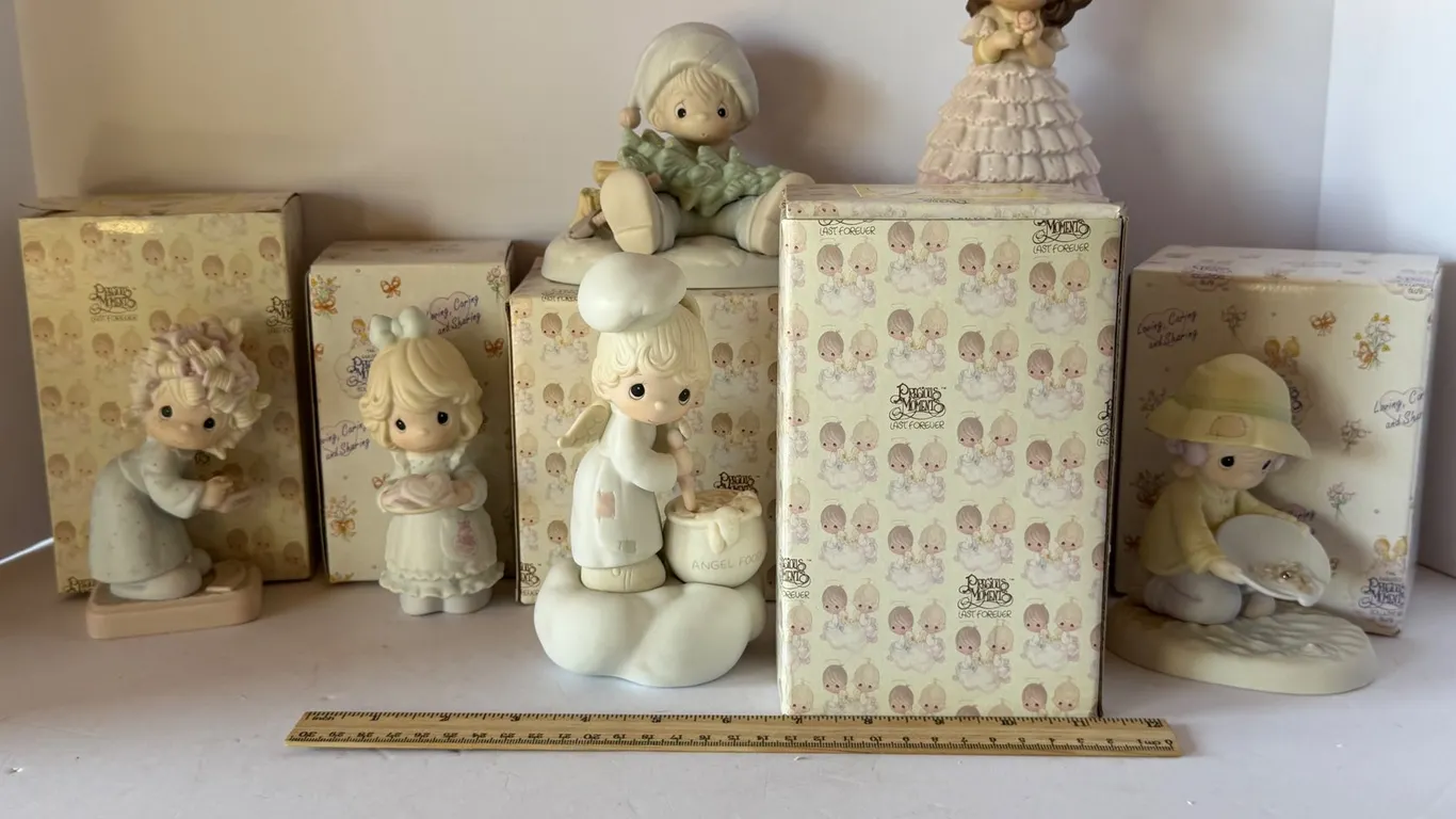 Six Precious Moments Bisque Porcelain Figurines