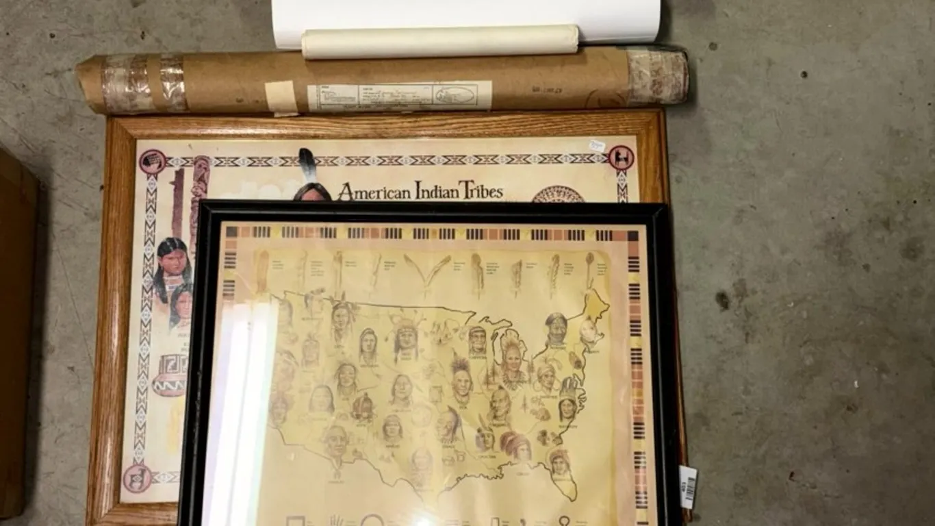 Framed Native American Tribe Map Prints, Rolled Art Prints, and Reelfoot Lake Map