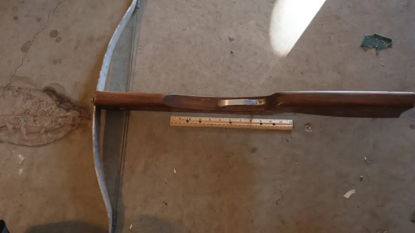 Homemade Crossbow with Wooden Stock and Metal Prod