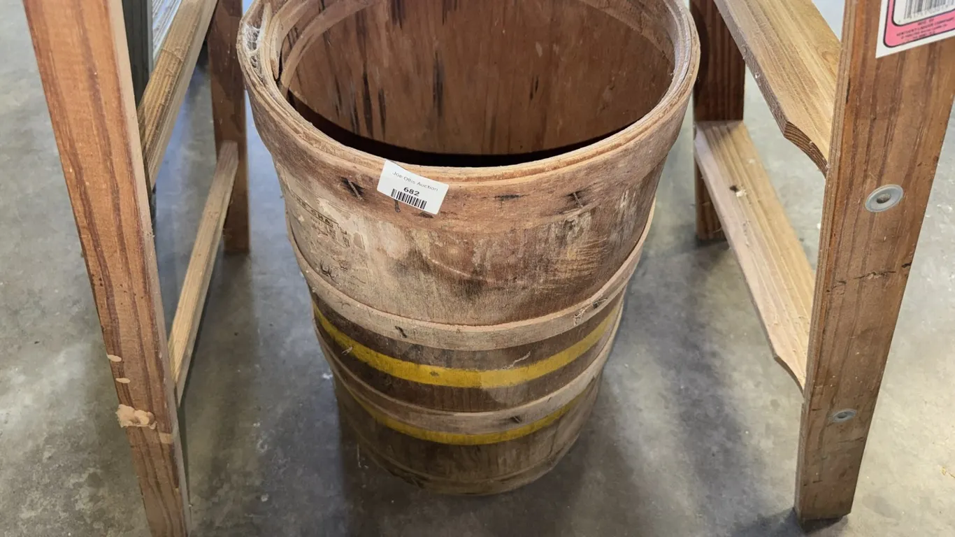Fairline Chain Wooden Keg with Painted Yellow Bands