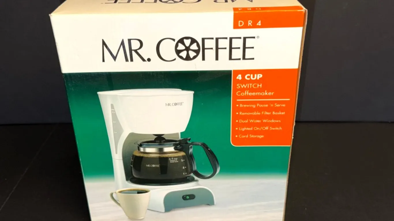 Mr. Coffee 4 Cup Switch Coffeemaker, Model DR4, in Original Box