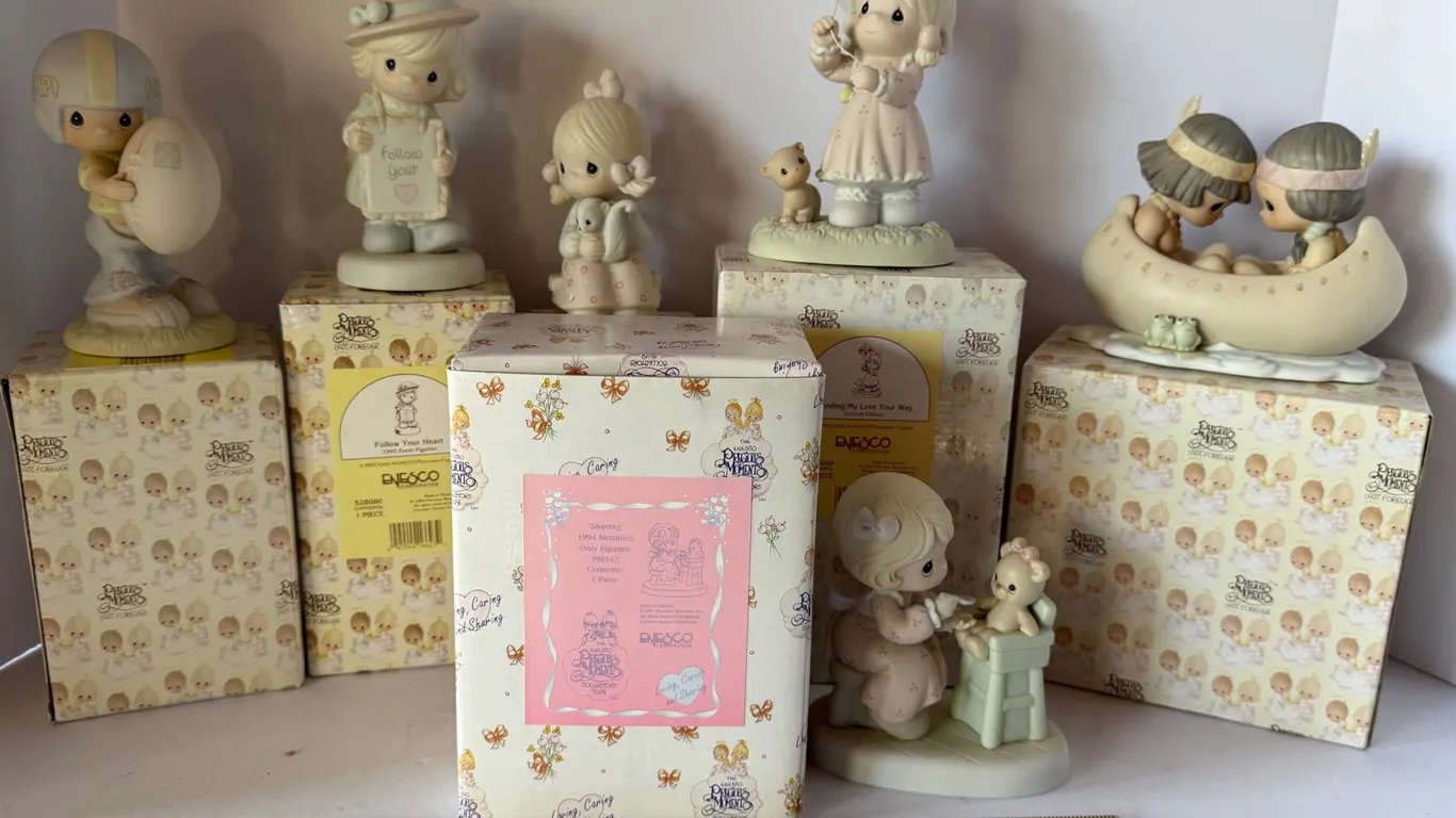 Six Precious Moments Bisque Porcelain Figurines