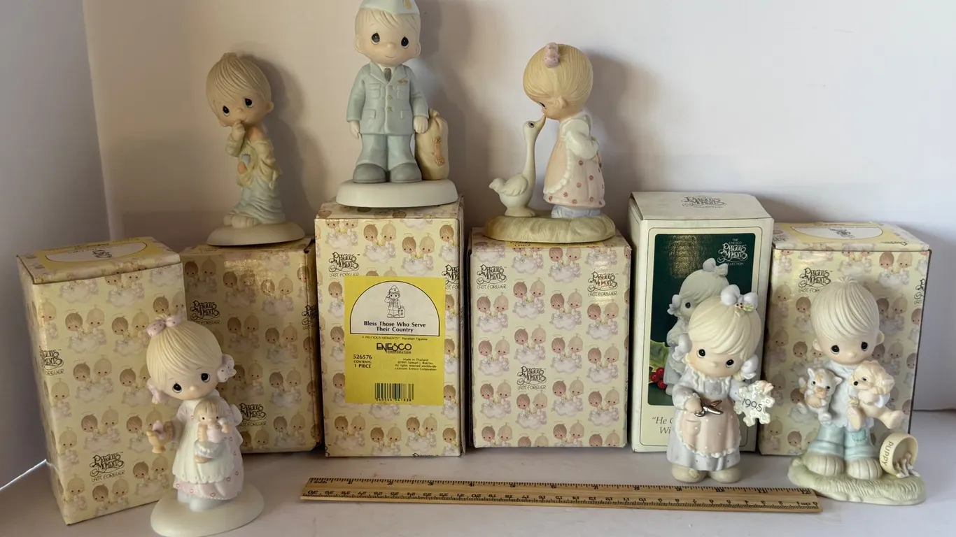 Six Enesco Jonathan and David Bisque Porcelain Figurines