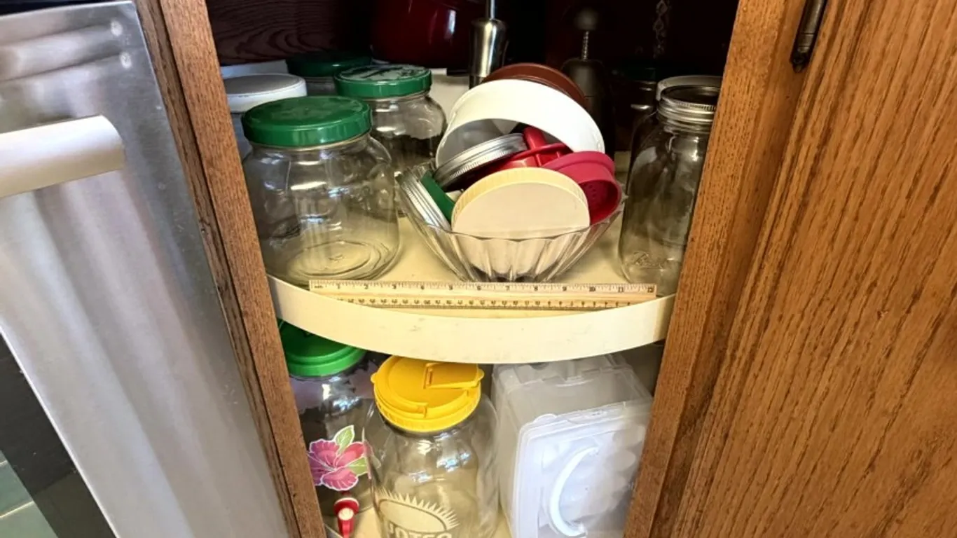 Assorted Glass Jars, Beverage Dispensers, Pitchers, and Kitchenware