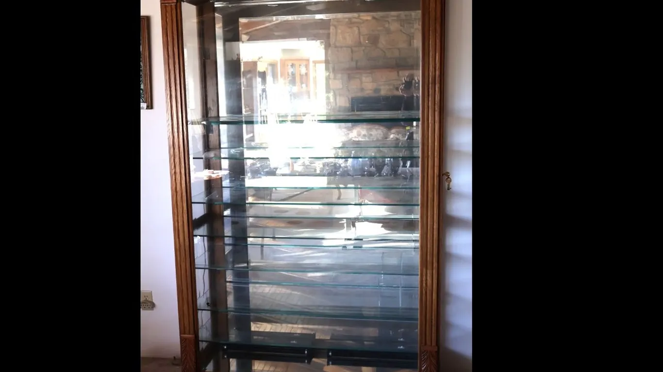 Oak Curio Display Cabinet, 49 x 20 x 79