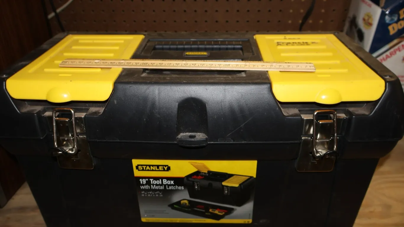 19 Inch Plastic Toolbox and Ball-Peen Hammer, and More