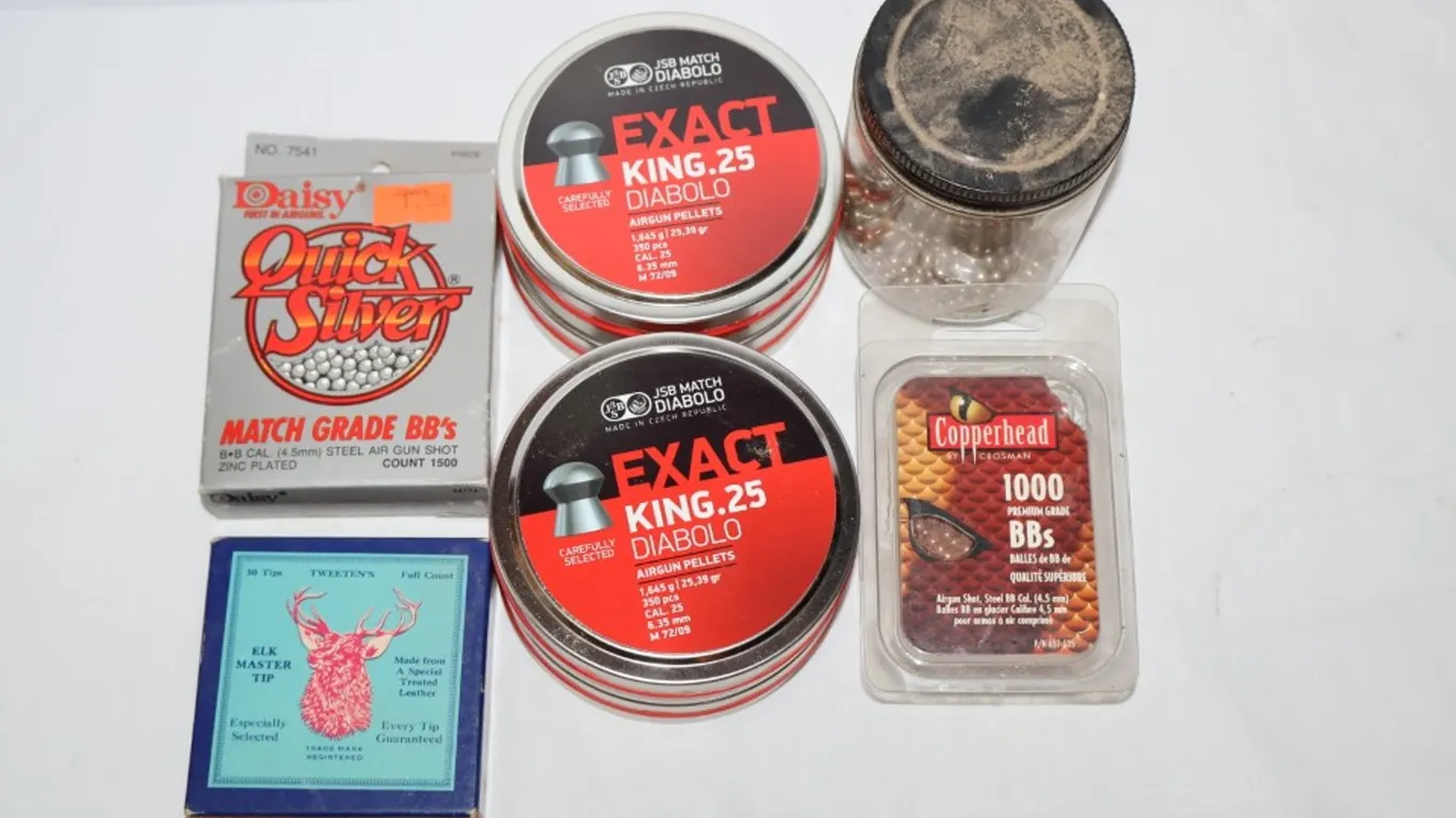 Assorted Airgun Pellets, BBs, and Tips