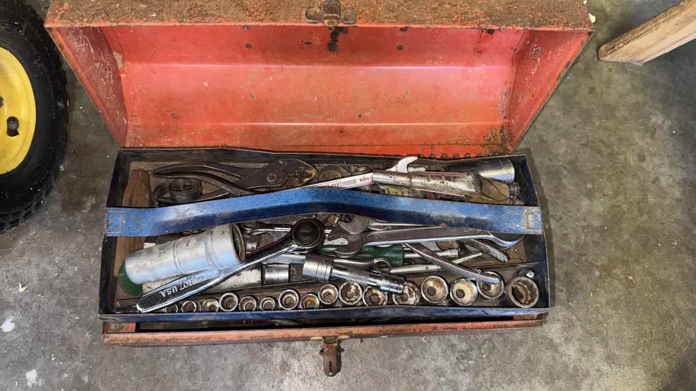 Red Metal Toolbox with Removable Tray and Globemaster Flaring Tool, and More