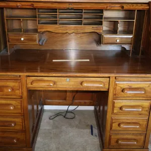 National Mt. Airy Oak Roll-Top Desk, 54 x 30 x 49 Inches