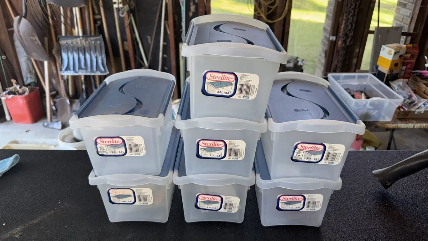 Seven Sterilite 3 Qt. Plastic Storage Boxes with Lids