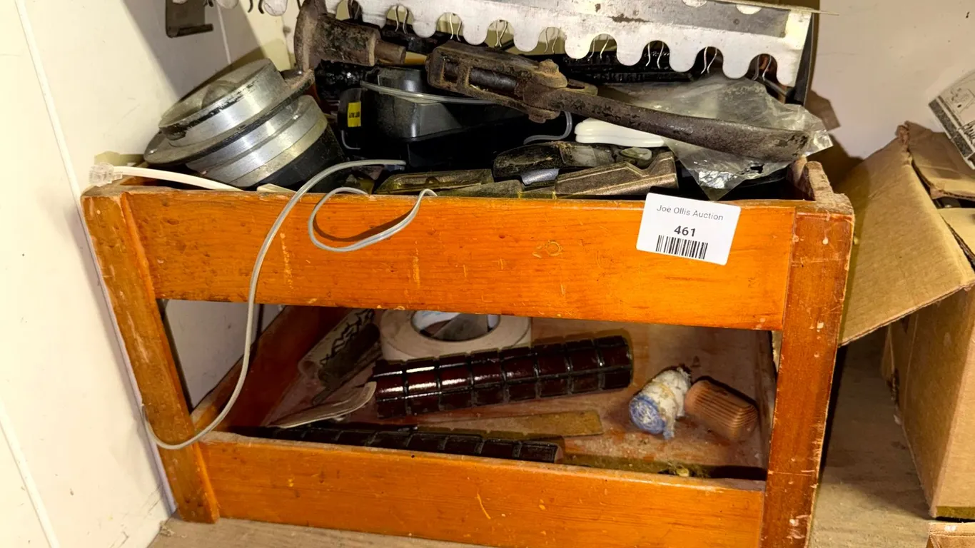 Two-Tier Wooden Tray Stand and Cast Iron Lever Tool, and More