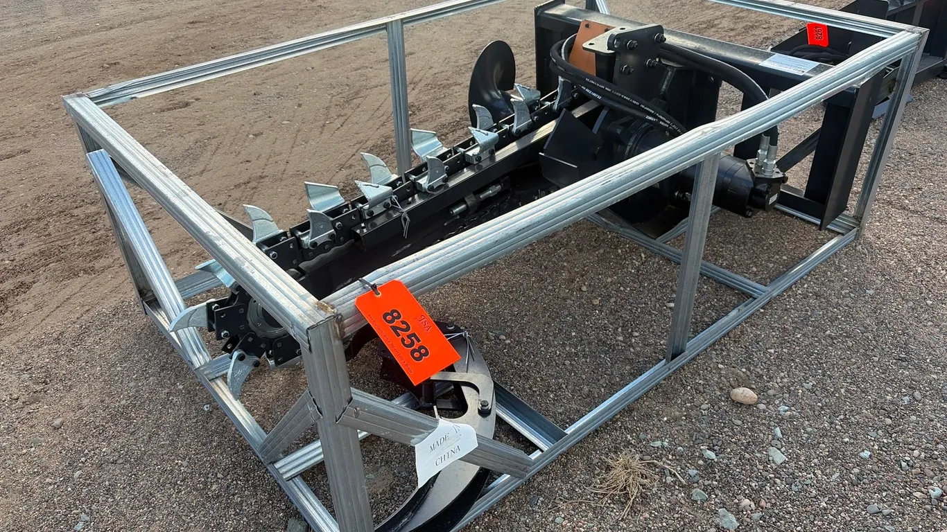 Unused JCT Skid Steer Trencher W/Side Auger Attachment