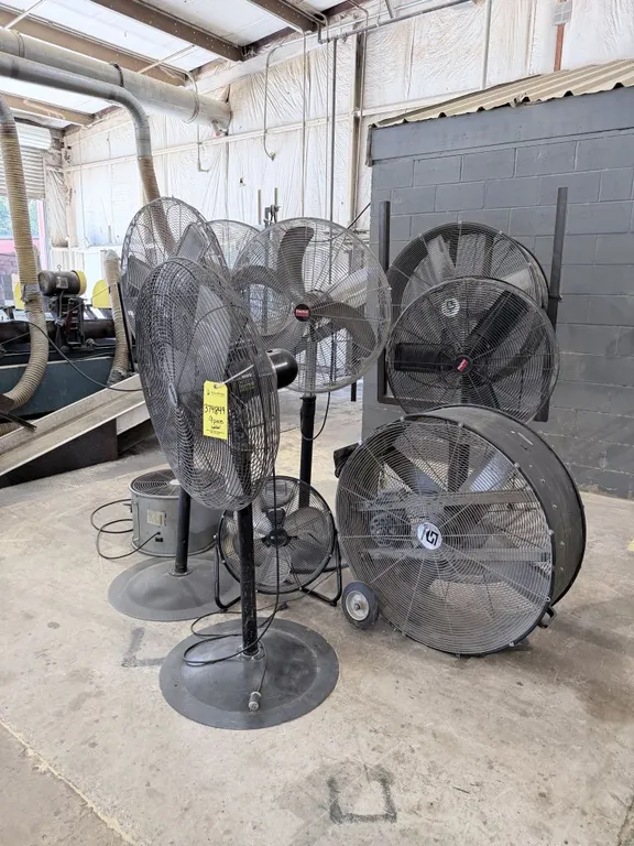 Lot of (9) Assorted Industrial Fans