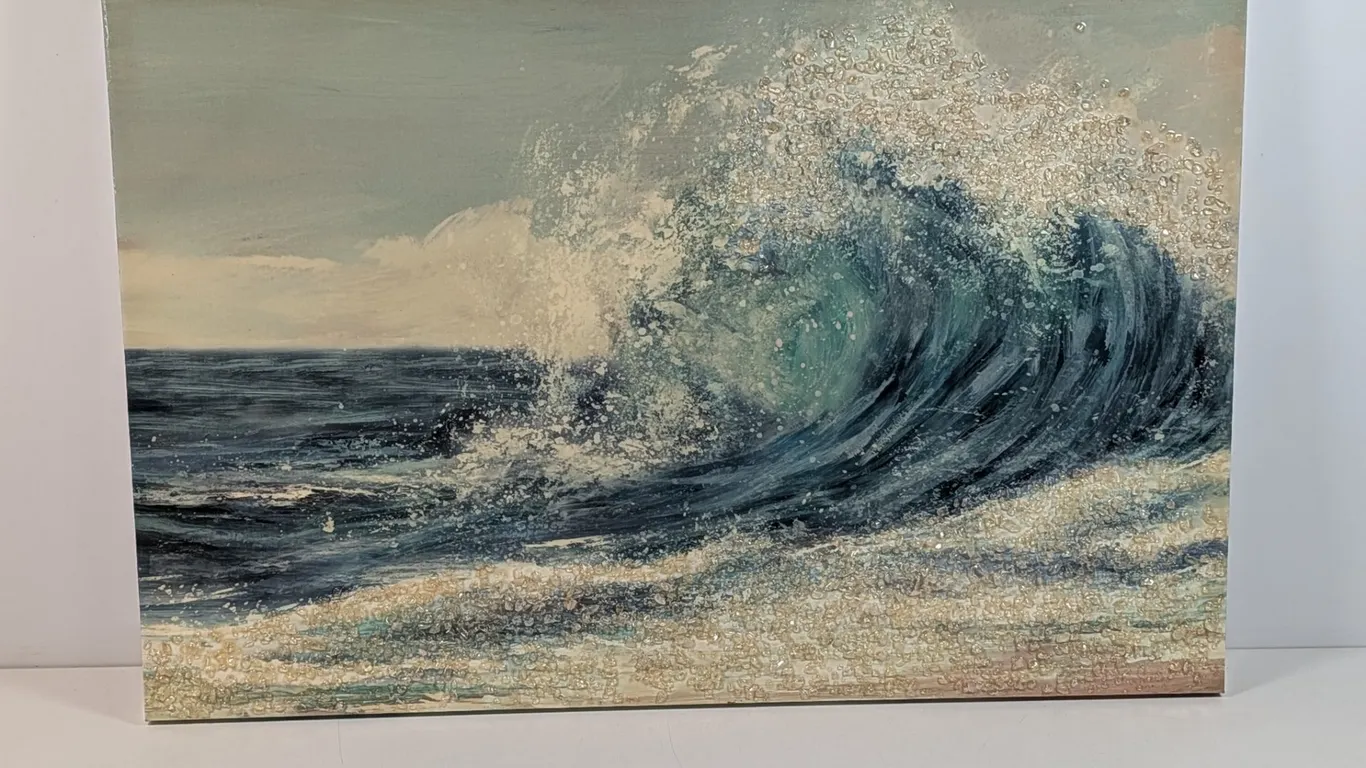 Textured Ocean Wave Painting on Canvas