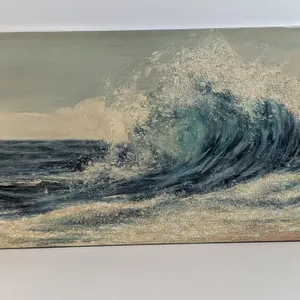 Textured Ocean Wave Painting on Canvas
