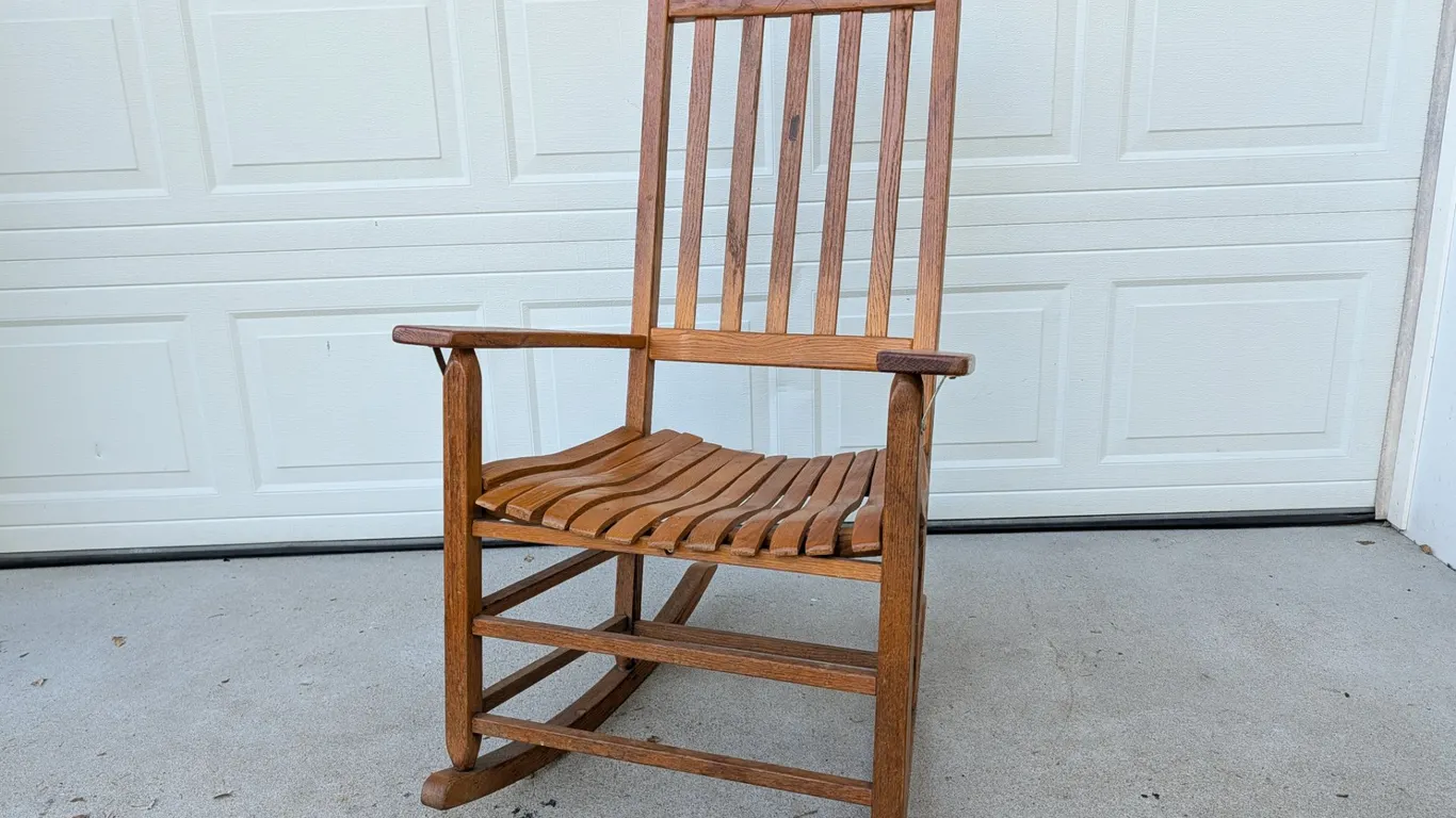 Oak Slat Back Rocking Chair