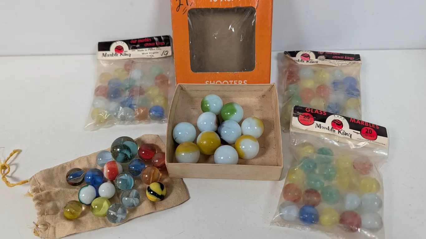 Vintage Marble King Glass Marbles and Shooters Assortment