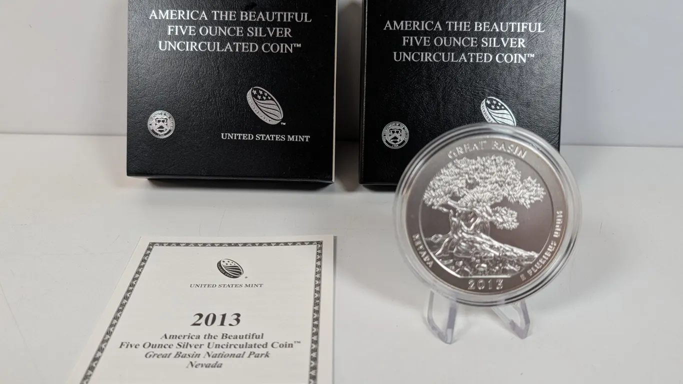 2013 America the Beautiful Five Ounce Silver Uncirculated Coin - Great Basin National Park