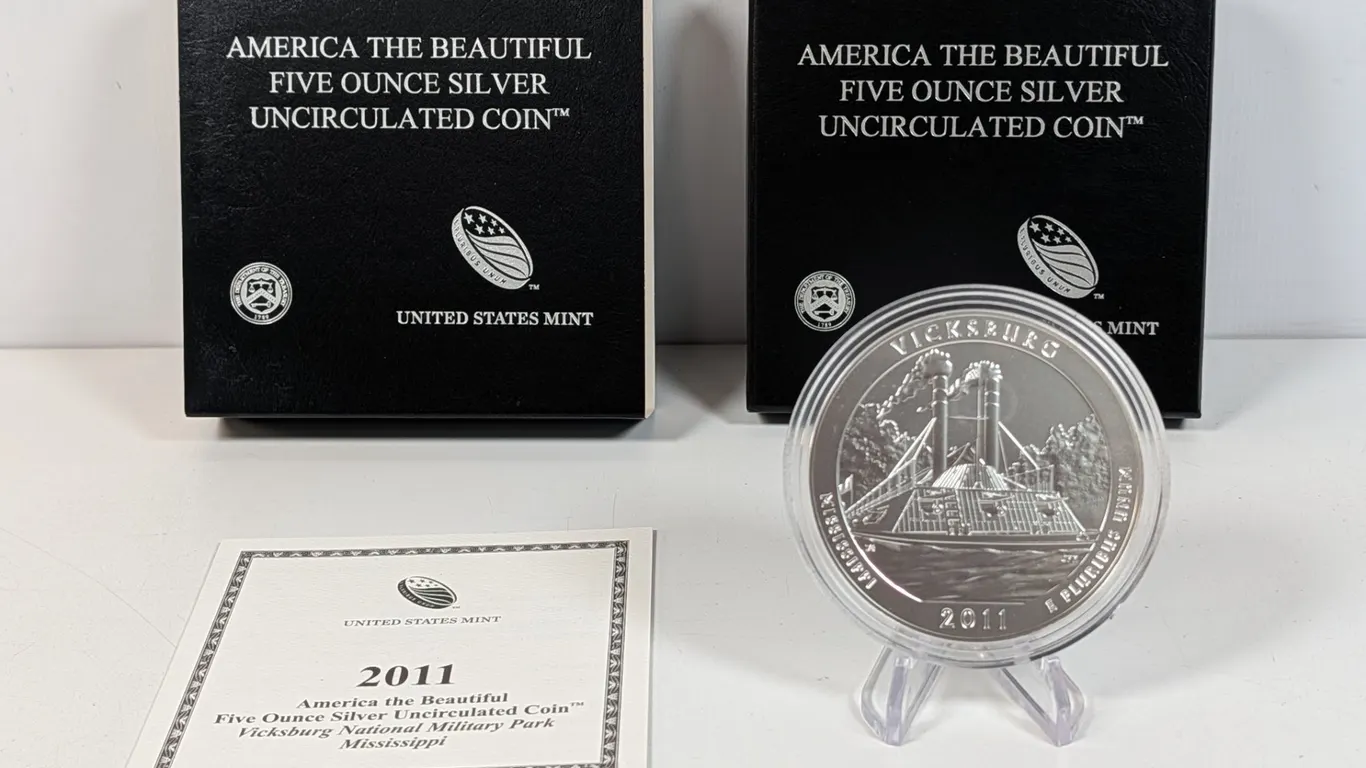 2011 America the Beautiful Vicksburg National Military Park 5 Ounce Silver Uncirculated Coin