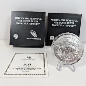 2011 United States Mint America the Beautiful 5 Ounce Silver Uncirculated Coin, Glacier National Par