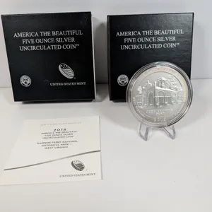2016 America the Beautiful Harpers Ferry Five Ounce Silver Uncirculated Coin