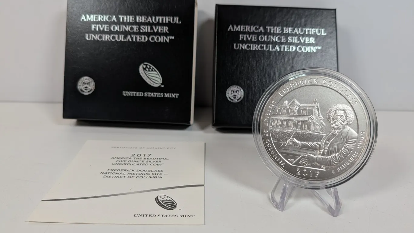 2017 America the Beautiful Five Ounce Frederick Douglass Silver Coin