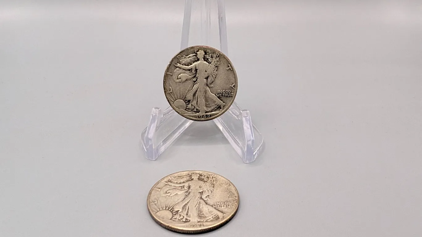 Two 1941 and 1942 Walking Liberty Half Dollars