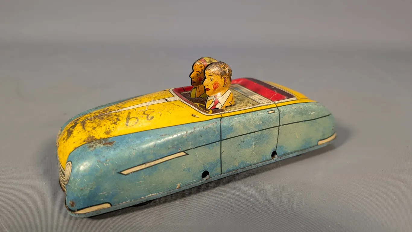 Vintage Lupor Metal Products Lithographed Tin Toy Car