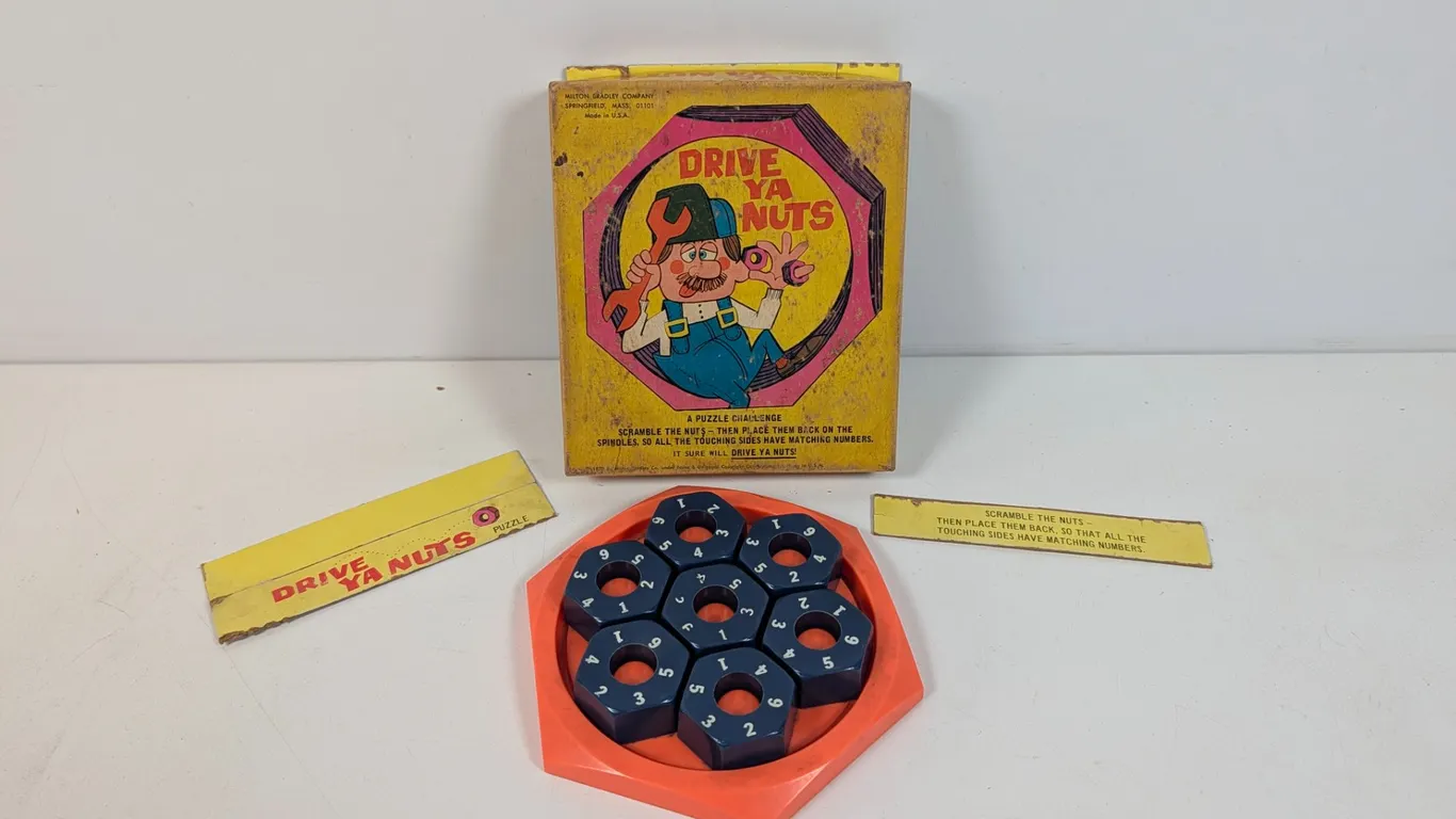 Vintage Milton Bradley Drive Ya Nuts Puzzle Game 1970