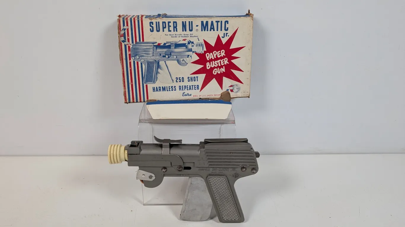Vintage Super Nu-Matic Jr. Paper Buster Gun with Box