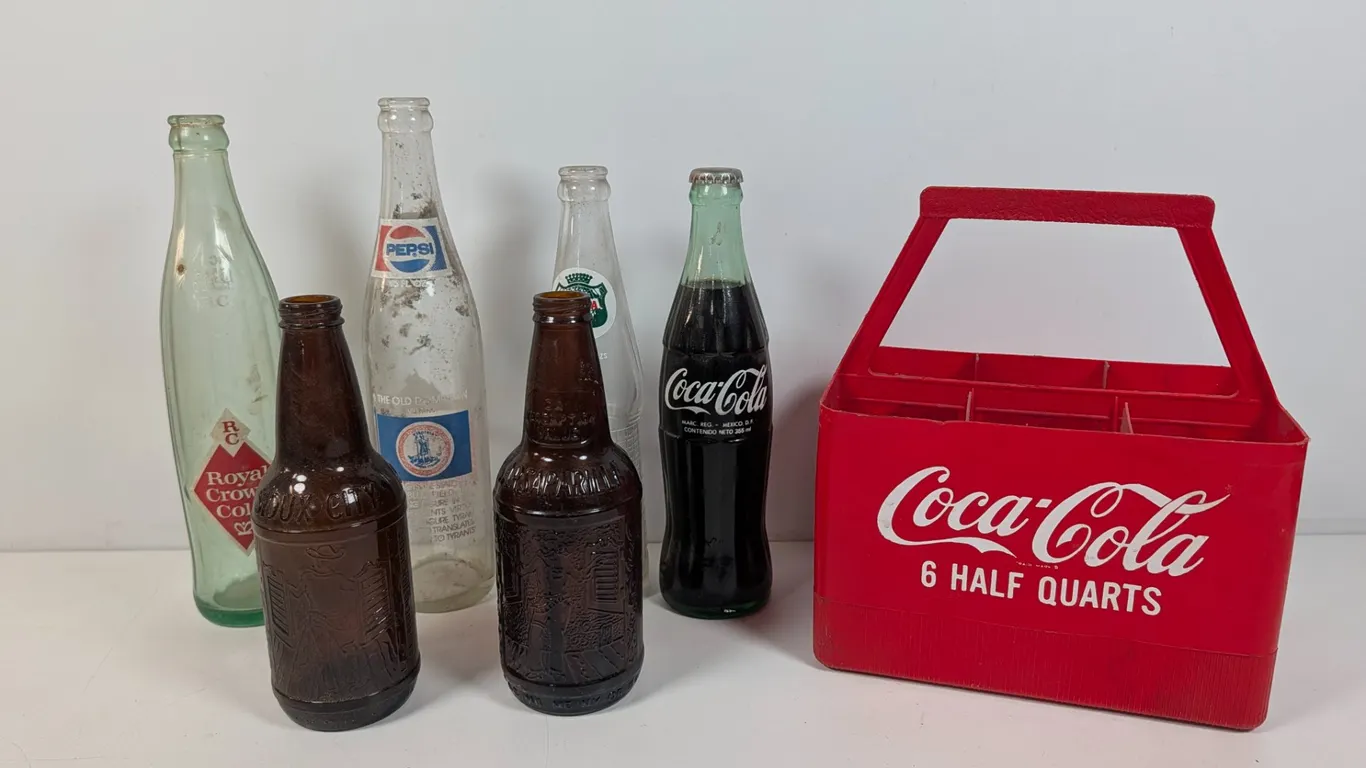 Vintage Coca-Cola Carrier and Assorted Bottles