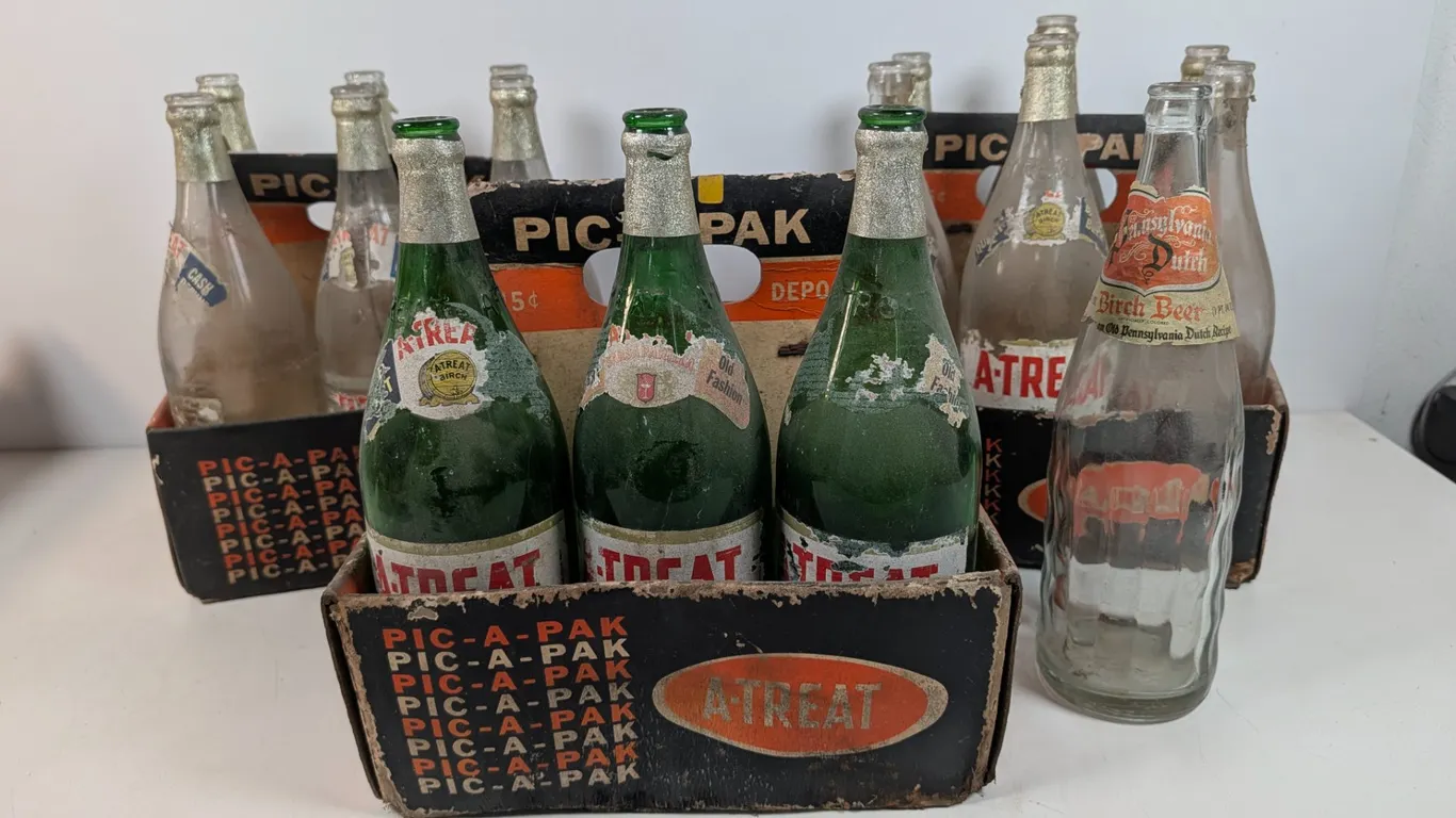 Vintage A-Treat Birch Beer Bottles and Cases