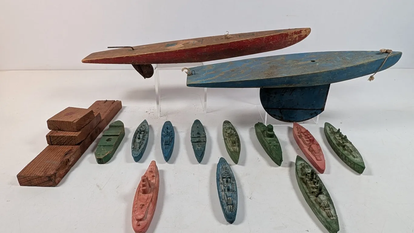 Vintage Wooden Pond Boats and Miniatures