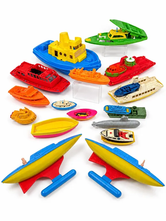 Collection of Vintage Plastic Toy Boats