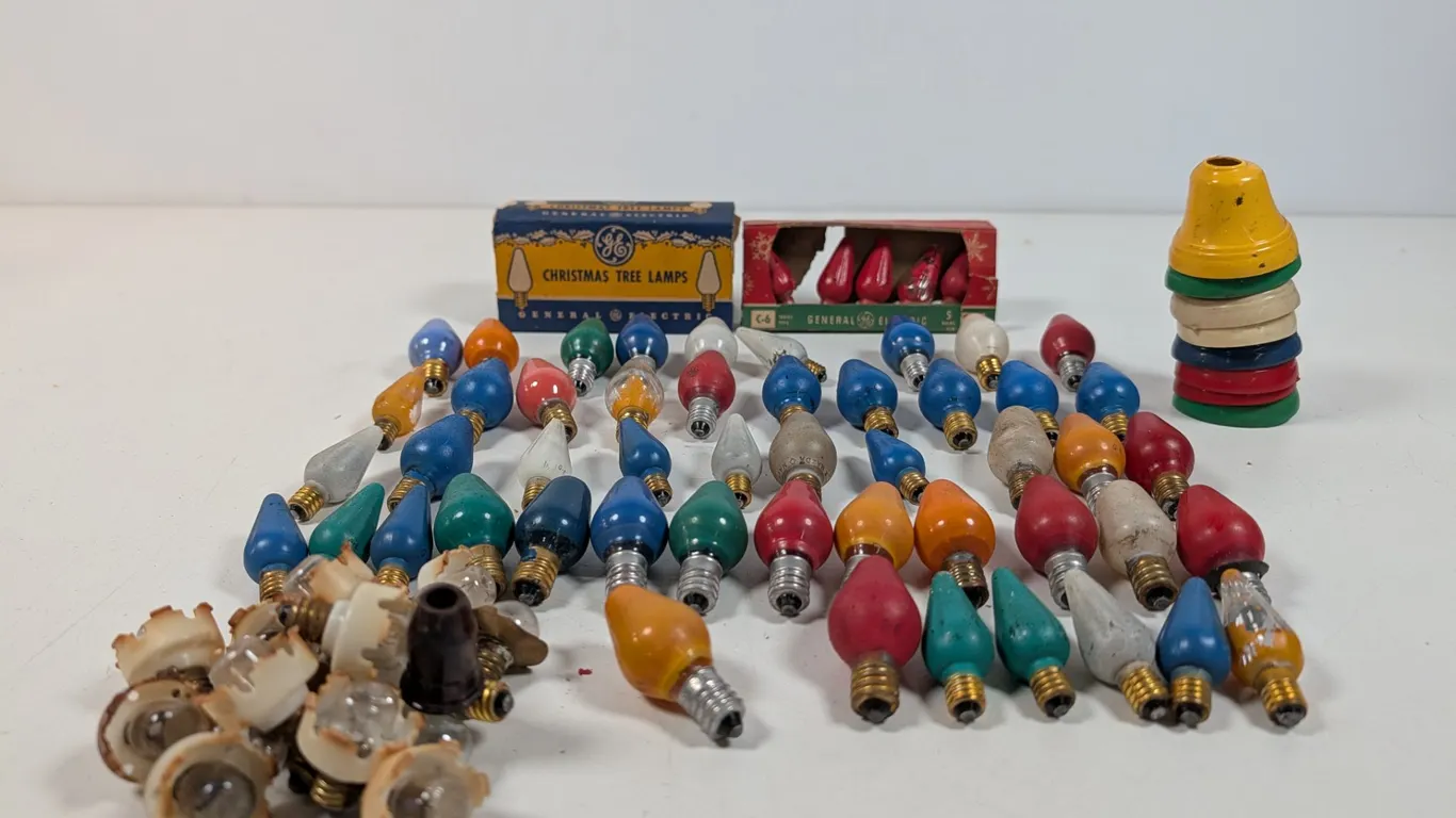Vintage General Electric Christmas Tree Lamps and Light Covers