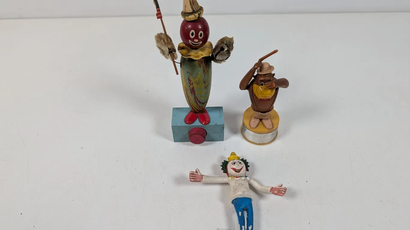 Vintage Wood and Plastic Clown and Magilla Gorilla Figures