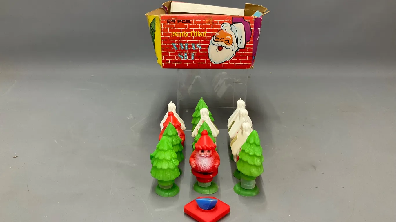 Vintage "Candy Filled Xmas Set" Plastic Christmas Decorations