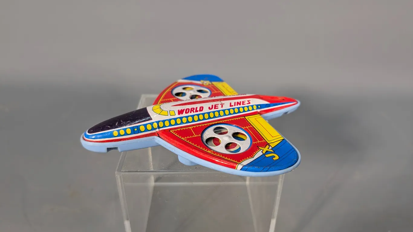 Vintage World Jet Lines Line JX57 Friction Airplane Tin Toy