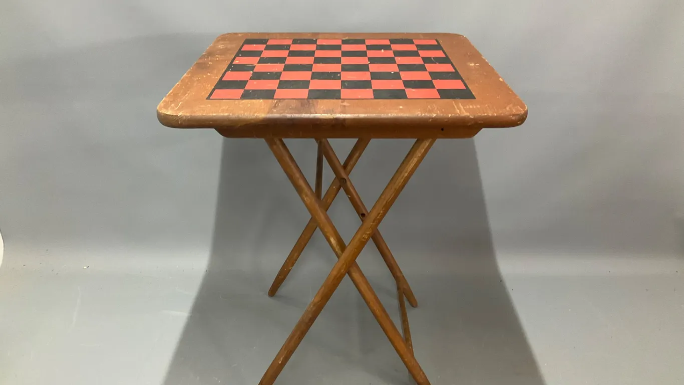 Vintage Wood Folding Checkerboard Table