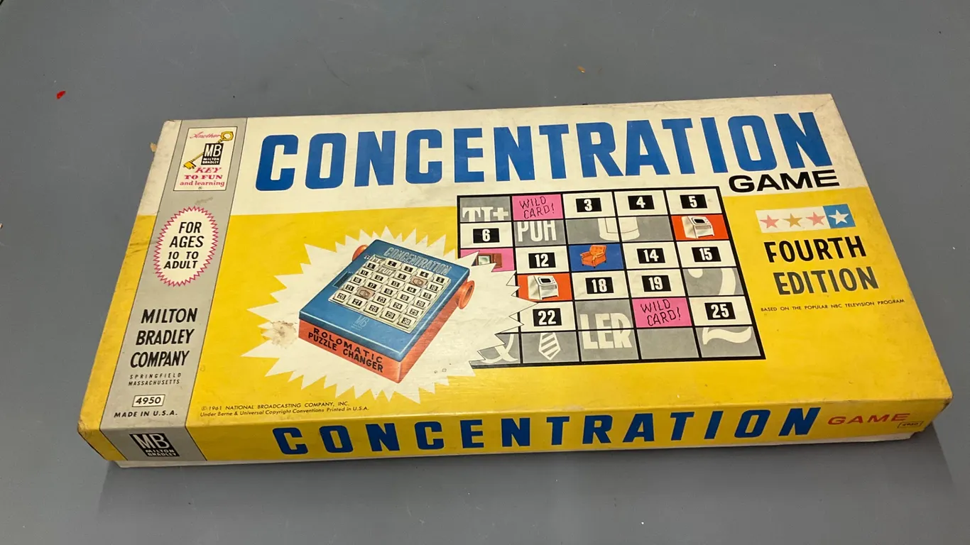 1961 Milton Bradley Concentration Game Board