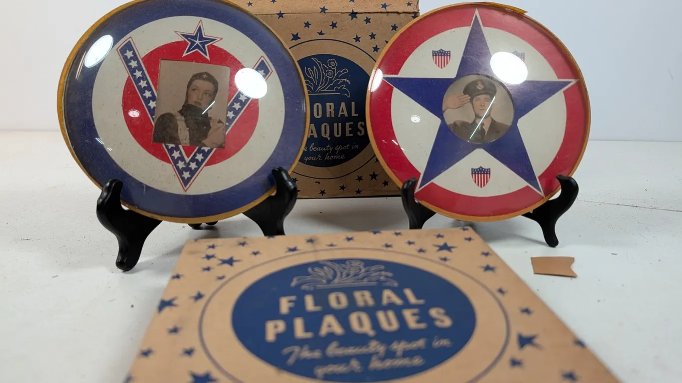 Vintage Bubble Glass Photo Frames with Original Box