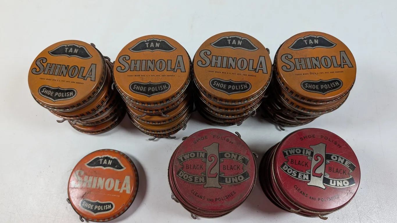 Vintage New Old Stock Shinola and Two In One Shoe Polish Tins Lot of 8