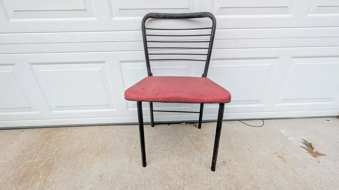 Cosco Metal Folding Chair with Red Upholstered Seat