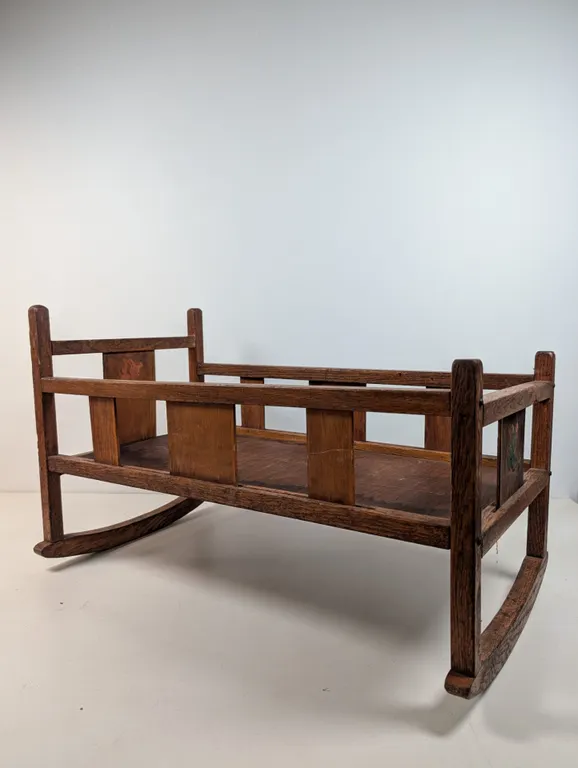 Wooden Rocking Doll Cradle with Decals
