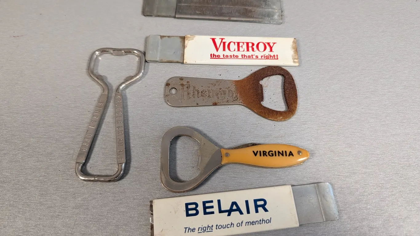 Assorted Vintage Bottle Openers and Advertising Items
