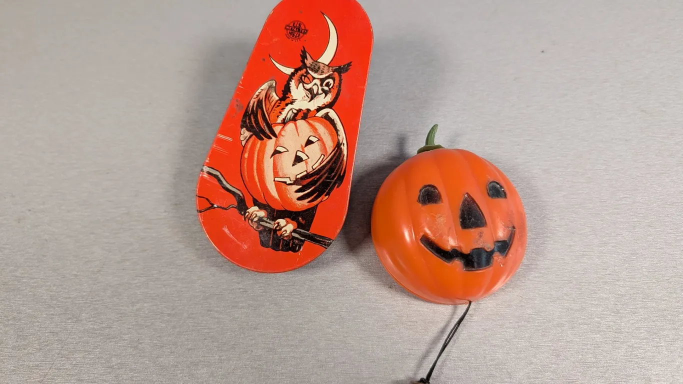 Vintage Halloween Clicker and Pumpkin Pin