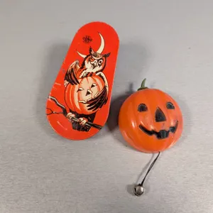 Vintage Halloween Clicker and Pumpkin Pin